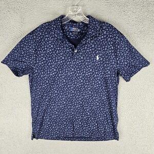 Polo Ralph Lauren Polo Shirt Mens Medium Navy Floral Custom Slim Fit Performance